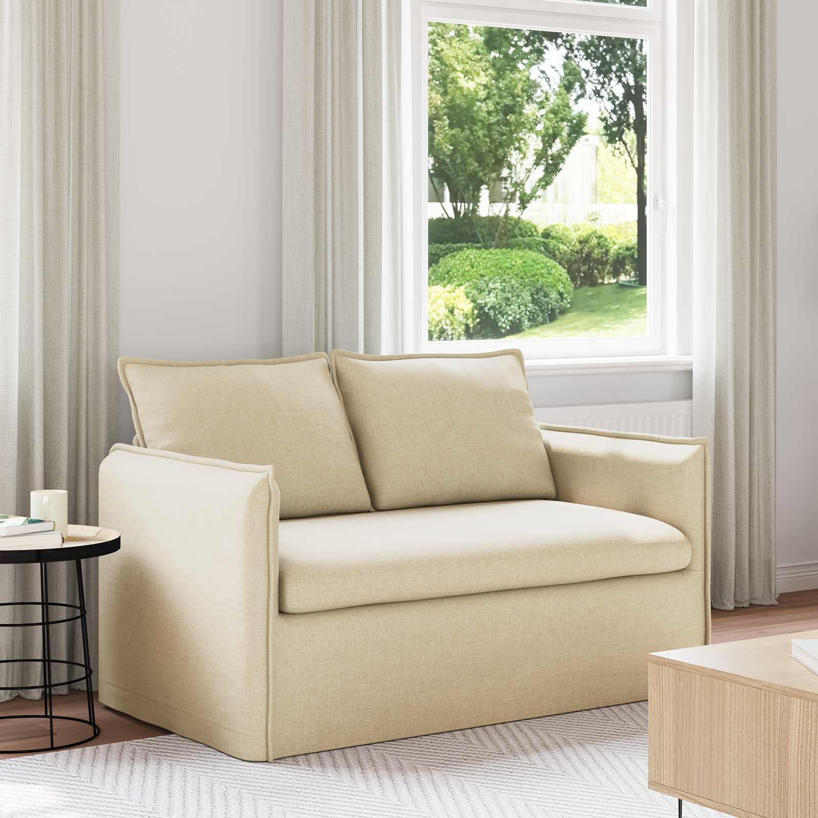 Creme Stoff Sofa 156 cm