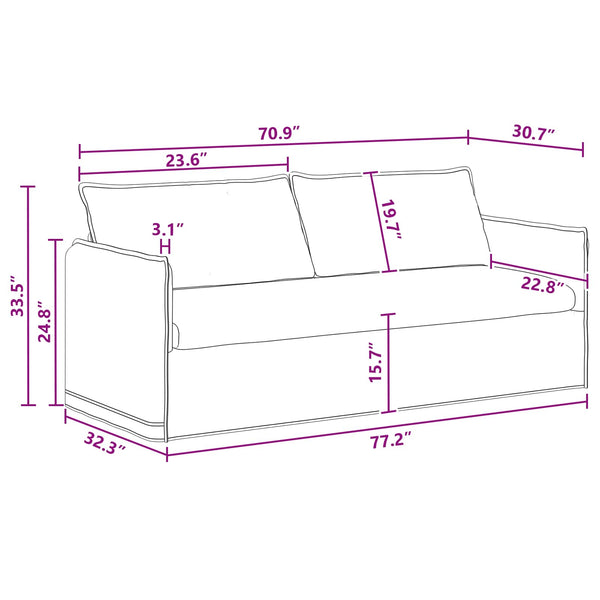 Dunkelgraues Stoffsofa 196 cm