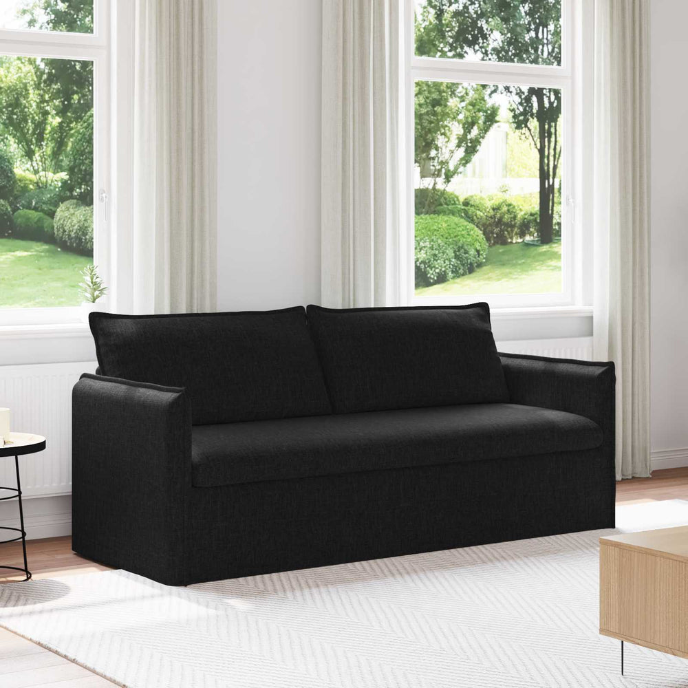 Schwarzes Stoffsofa 196 cm