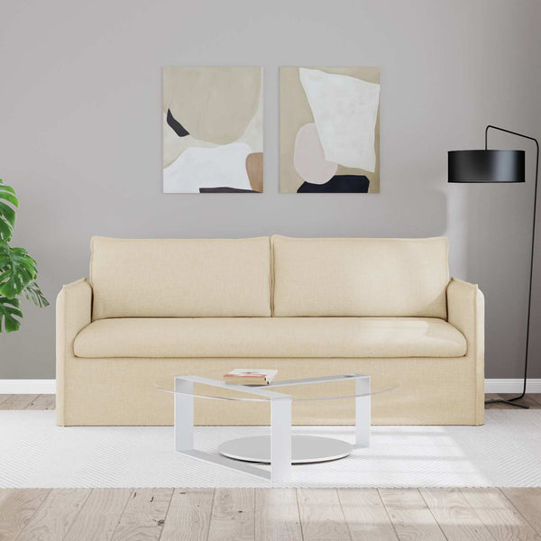 Cremefarbenes Stoffsofa, 196 cm