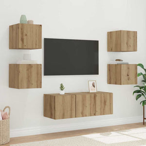 TV-Wandschrank Eiche mit LED
