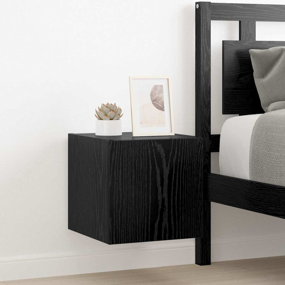 TV-Wandschrank mit LED, Schwarz Eiche