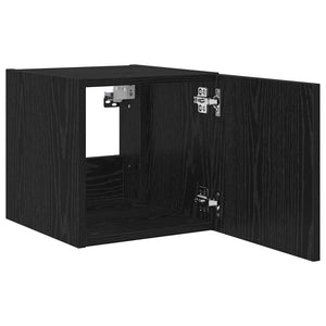 vidaXL Meuble TV mural avec LED noir aspect chêne 30,5 x 35 x 30 cm
