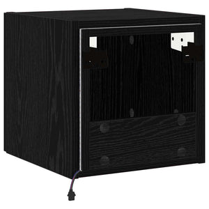 vidaXL Meuble TV mural avec LED noir aspect chêne 30,5 x 35 x 30 cm