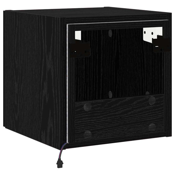 vidaXL Meuble TV mural avec LED noir aspect chêne 30,5 x 35 x 30 cm