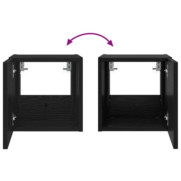 vidaXL Meuble TV mural avec LED noir aspect chêne 30,5 x 35 x 30 cm