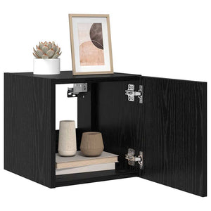 vidaXL Meuble TV mural avec LED noir aspect chêne 30,5 x 35 x 30 cm