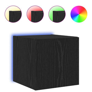 vidaXL Meuble TV mural avec LED noir aspect chêne 30,5 x 35 x 30 cm