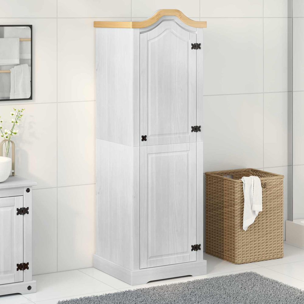 Weißer Kleiderschrank Kiefer Massivholz 55x52x170 cm