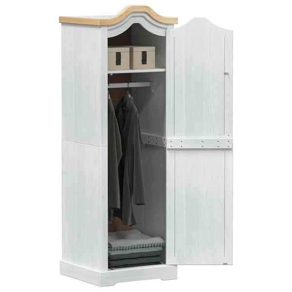 Weißer Kleiderschrank Kiefer Massivholz 55x52x170 cm