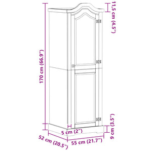 Weißer Kleiderschrank Kiefer Massivholz 55x52x170 cm