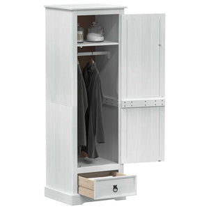 Weißer Kleiderschrank Kiefer Massivholz 55x50x170cm