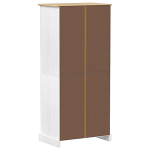 Kleiderschrank Weiß Kiefer Massivholz 76x50x170cm