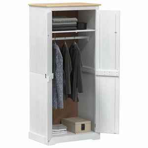 Kleiderschrank Weiß Kiefer Massivholz 76x50x170cm