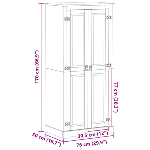 Kleiderschrank Weiß Kiefer Massivholz 76x50x170cm