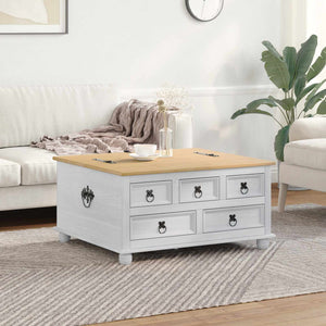 vidaXL Coffre de rangement Blanc 90 x 78 x 45 cm Bois de pin massif