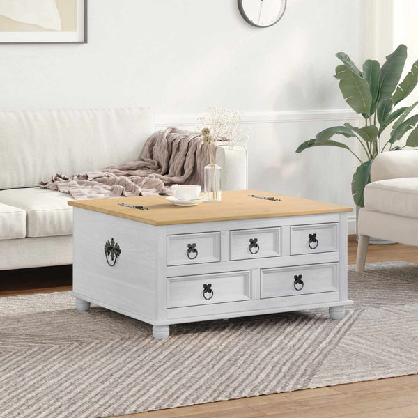 vidaXL Coffre de rangement Blanc 90 x 78 x 45 cm Bois de pin massif