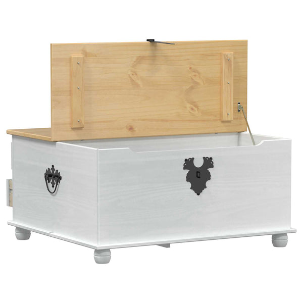 vidaXL Coffre de rangement Blanc 90 x 78 x 45 cm Bois de pin massif