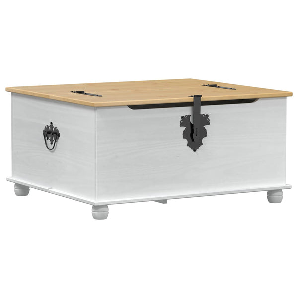 vidaXL Coffre de rangement Blanc 90 x 78 x 45 cm Bois de pin massif