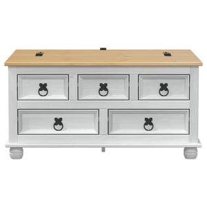 vidaXL Coffre de rangement Blanc 90 x 78 x 45 cm Bois de pin massif