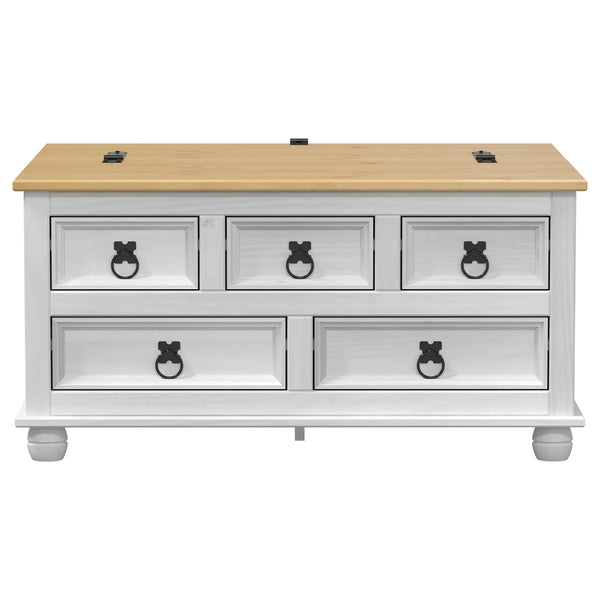 vidaXL Coffre de rangement Blanc 90 x 78 x 45 cm Bois de pin massif