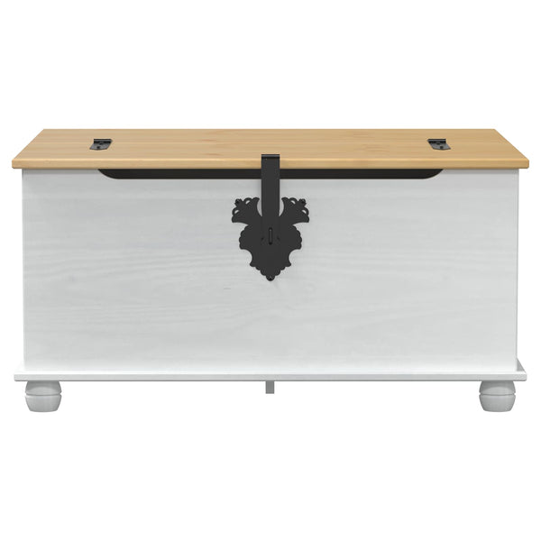 vidaXL Coffre de rangement Blanc 90 x 78 x 45 cm Bois de pin massif