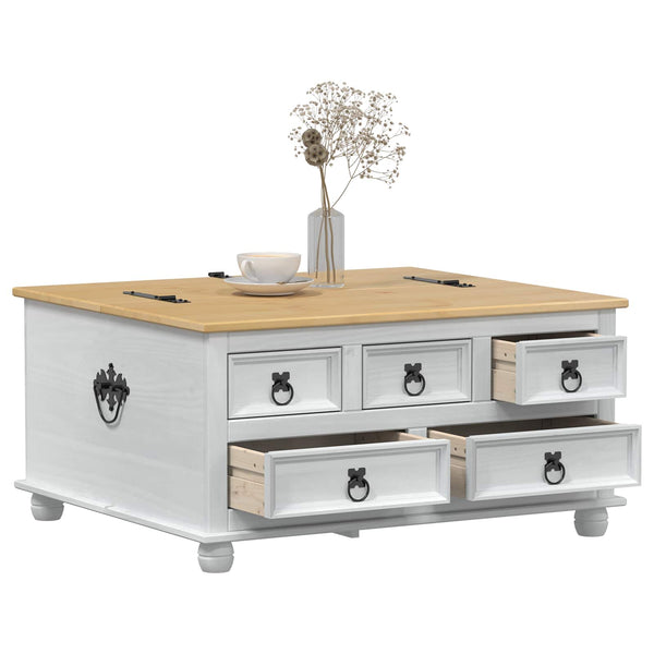 vidaXL Coffre de rangement Blanc 90 x 78 x 45 cm Bois de pin massif