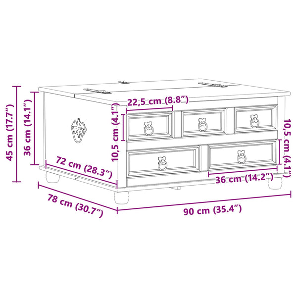 vidaXL Coffre de rangement Blanc 90 x 78 x 45 cm Bois de pin massif
