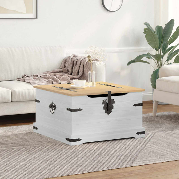 Weiße Aufbewahrungsbox Kiefernholz 78x78x45cm