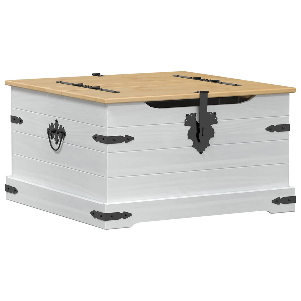 vidaXL Boîte de rangement blanc 78 x 78 x 45 cm Bois de pin massif
