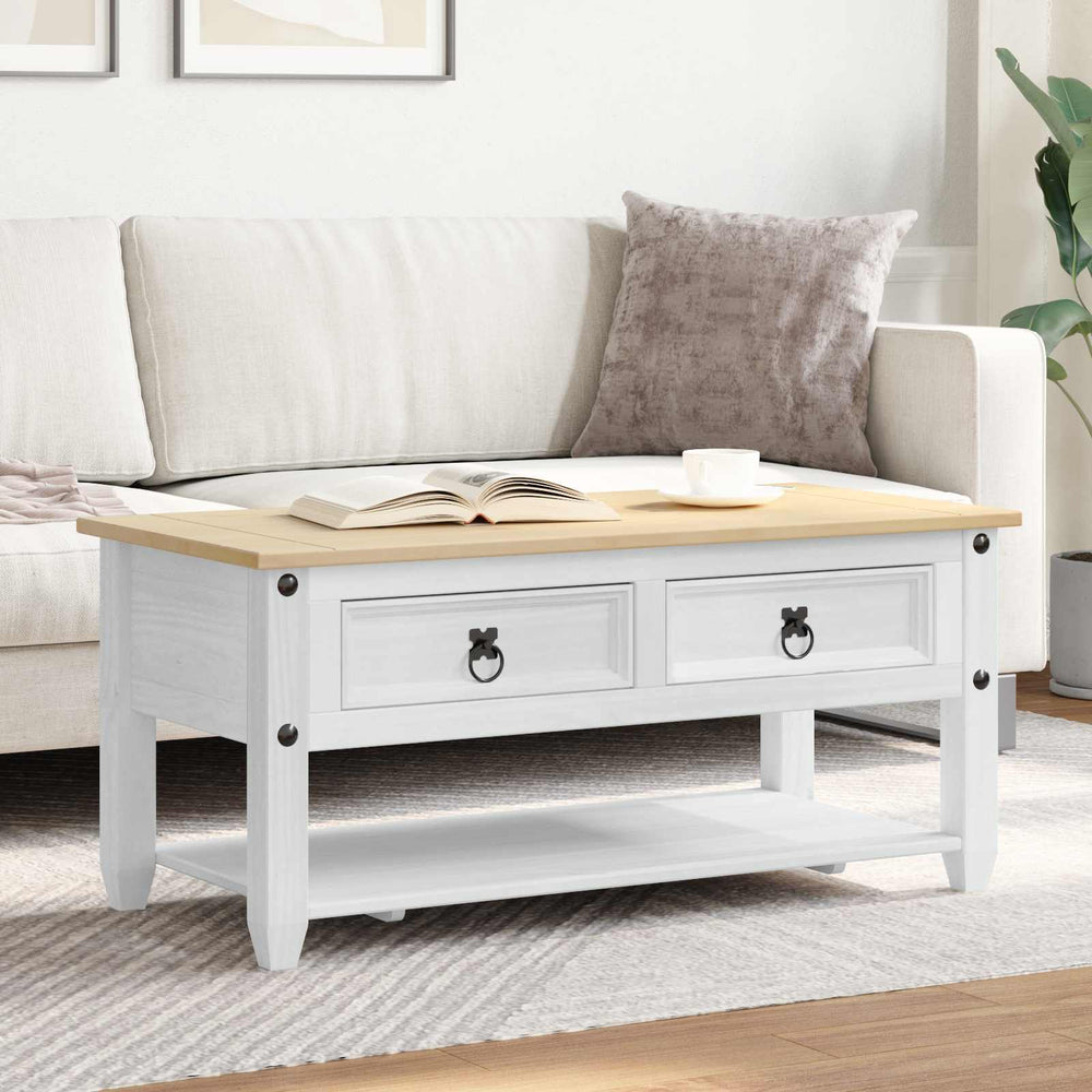 vidaXL Coffee Table White 100 x 48 x 45 cm Solid Pine Wood