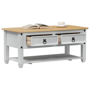 Weißer Couchtisch Kiefer Massivholz 100cm