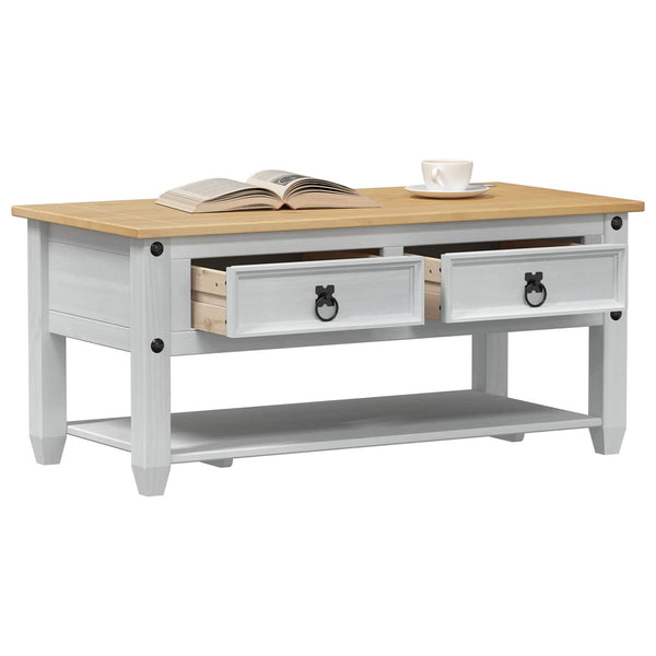 Weißer Couchtisch Kiefer Massivholz 100cm
