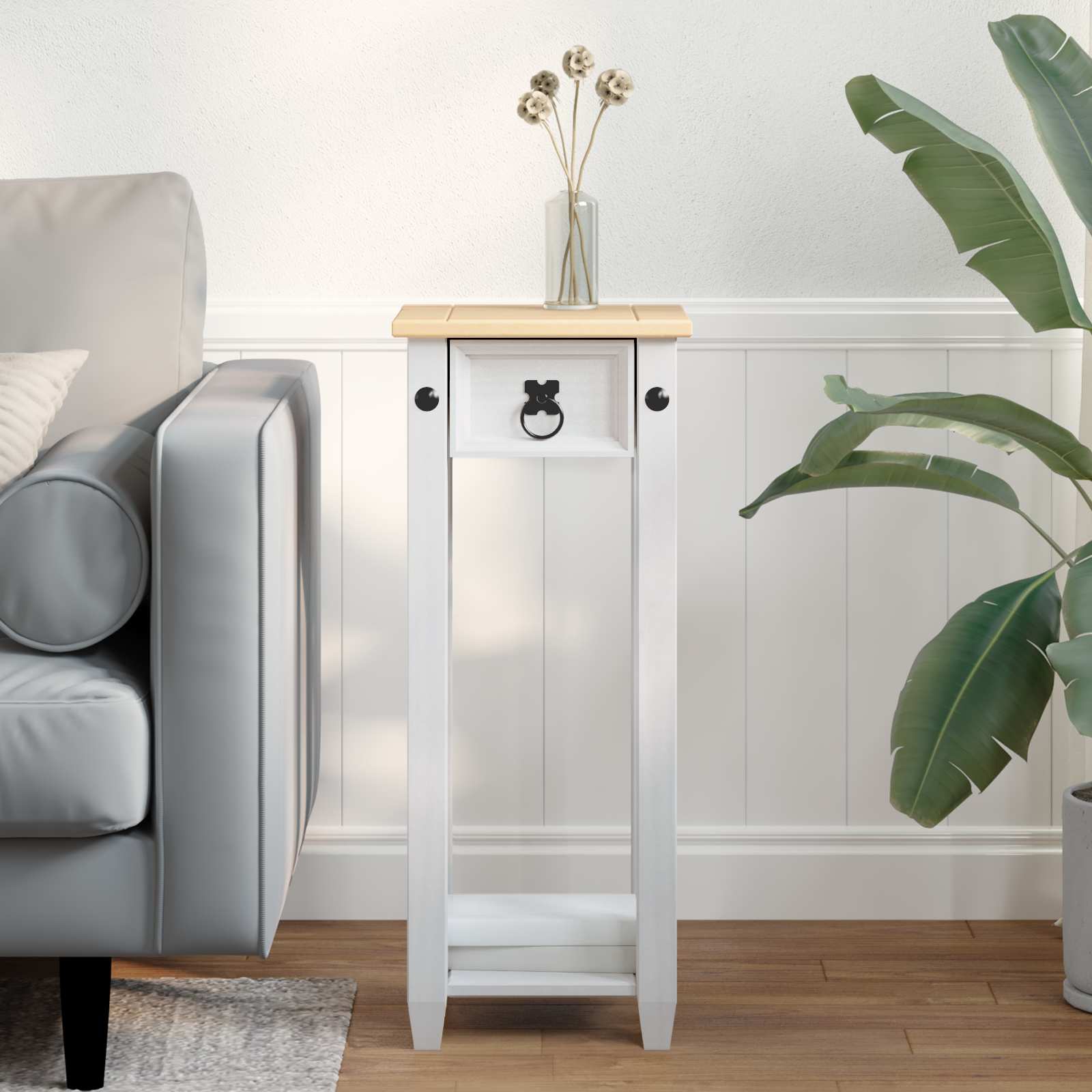 vidaXL Support de plantes blanc 30 x 30 x 73 cm Bois de pin massif