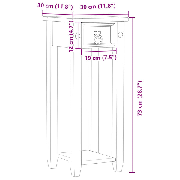 vidaXL Support de plantes blanc 30 x 30 x 73 cm Bois de pin massif