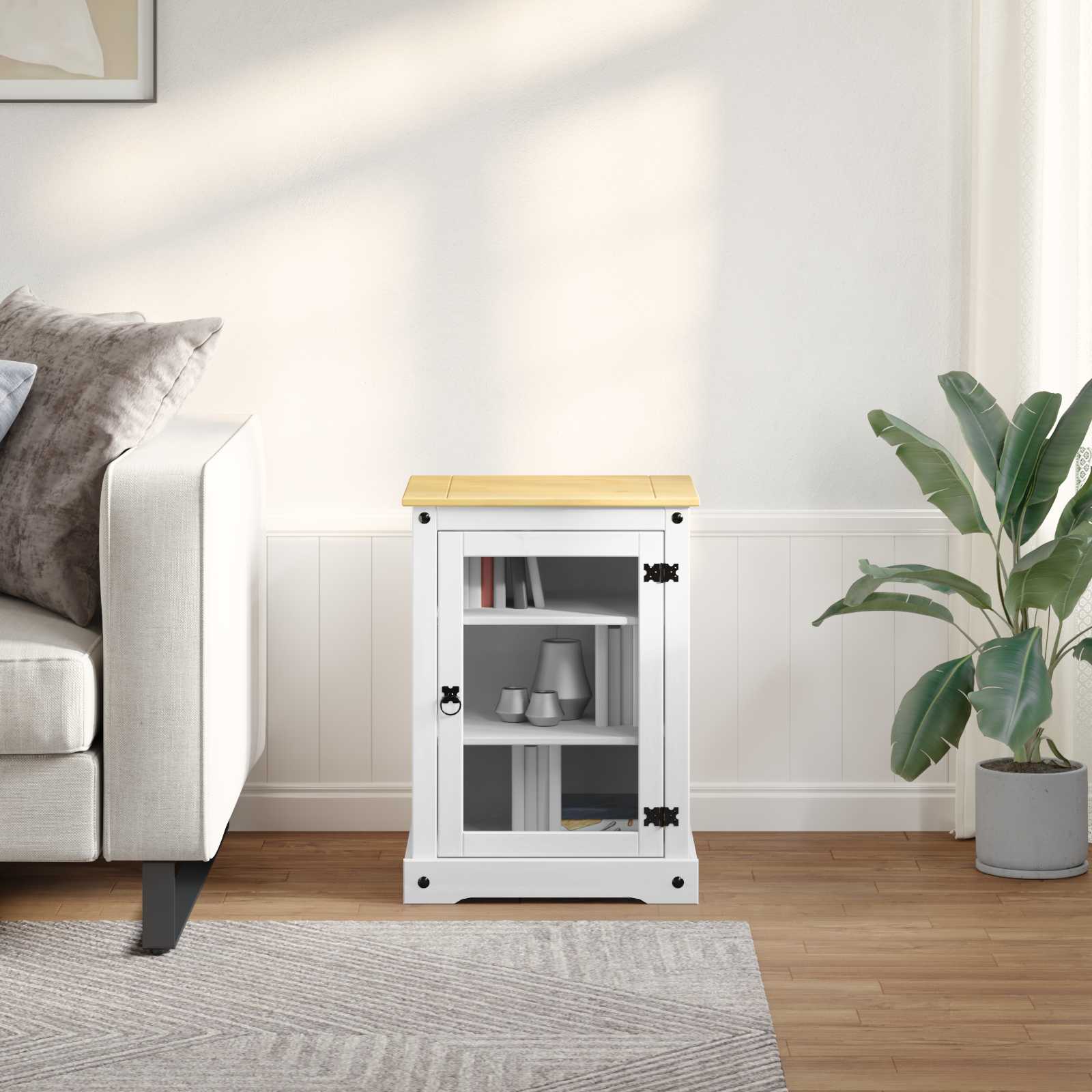 vidaXL Meuble Hi-Fi Blanc 60 x 50 x 82 cm Bois de pin massif