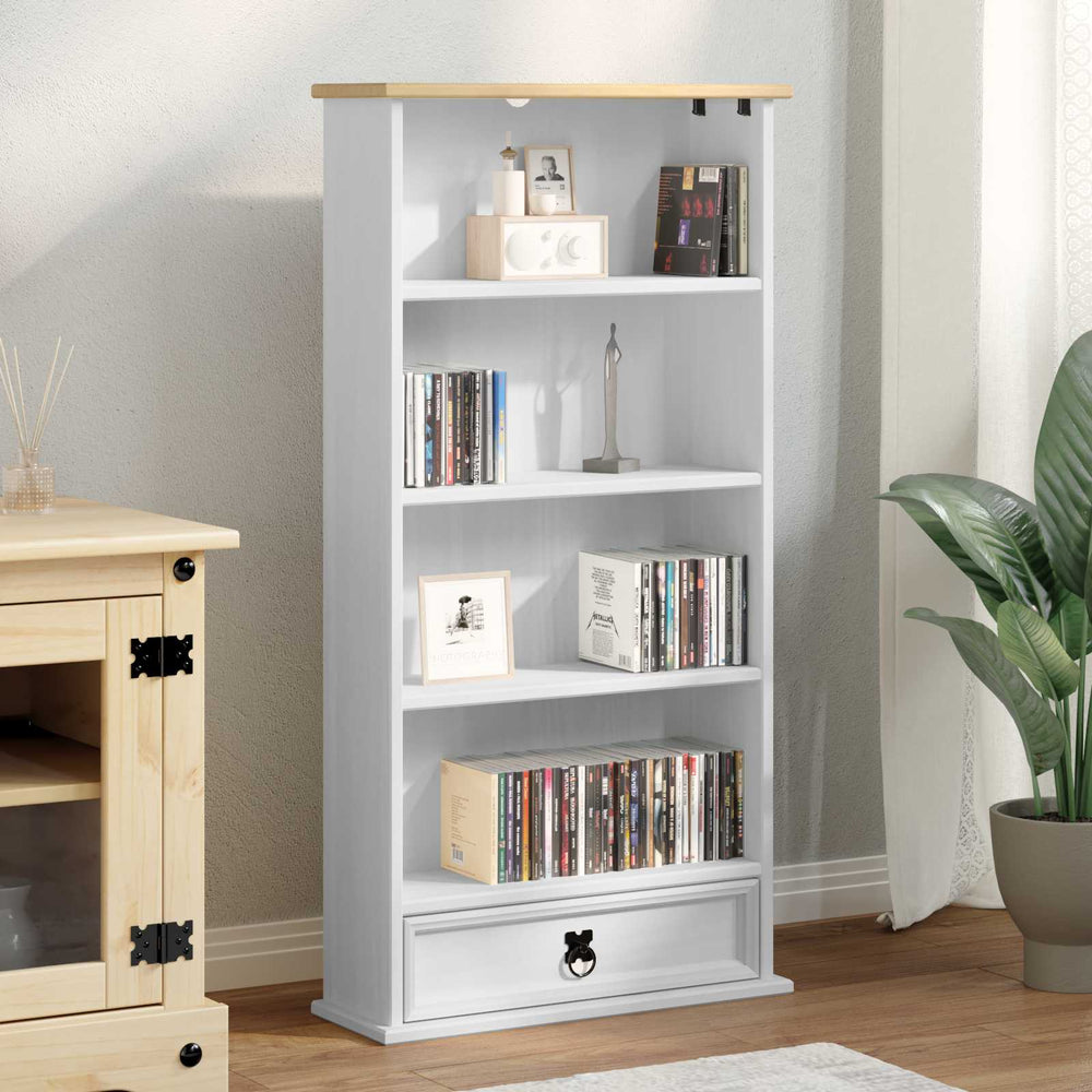 vidaXL CD Shelf White 52 x 17.5 x 103 cm Solid Pine Wood