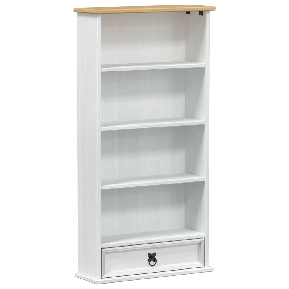 vidaXL CD Shelf White 52 x 17.5 x 103 cm Solid Pine Wood