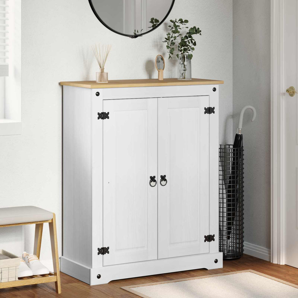 vidaXL Shoe Cabinet White 86 x 38.5 x 108 cm Solid Pine Wood
