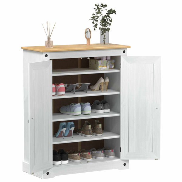 vidaXL Armoire à chaussures Blanc 86 x 38,5 x 108 cm Pin massif