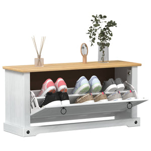 Meuble à chaussures Corona blanc 99 x 32 x 49 cm Bois de pin massif vidaXL
