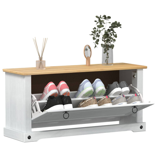Meuble à chaussures Corona blanc 99 x 32 x 49 cm Bois de pin massif vidaXL