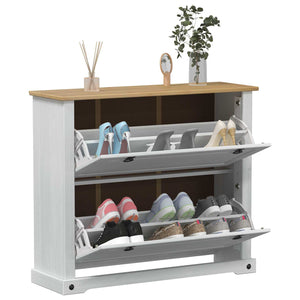 Weißer Schuhschrank Corona Kiefer Massivholz