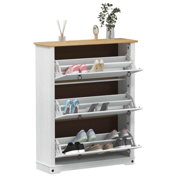 Weißer Kiefer Schuhschrank Corona