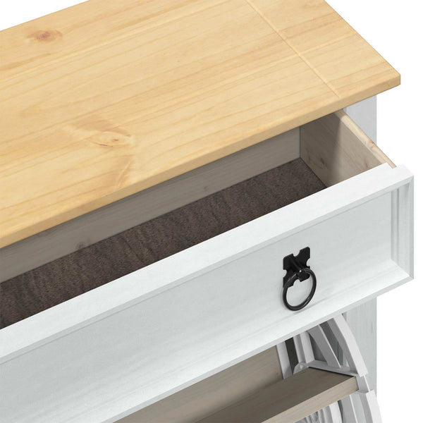 Weißer Schuhschrank Corona Kiefer Massivholz