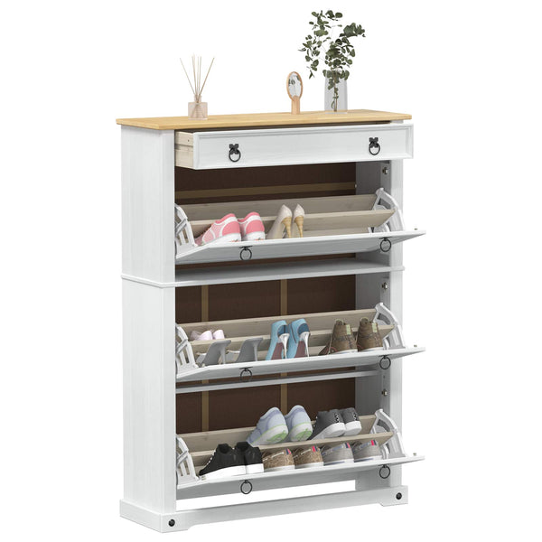 Weißer Schuhschrank Corona Kiefer Massivholz