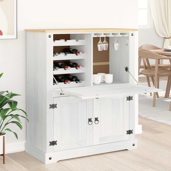 Weißer Weinschrank aus Kiefernholz, 97x45x114 cm