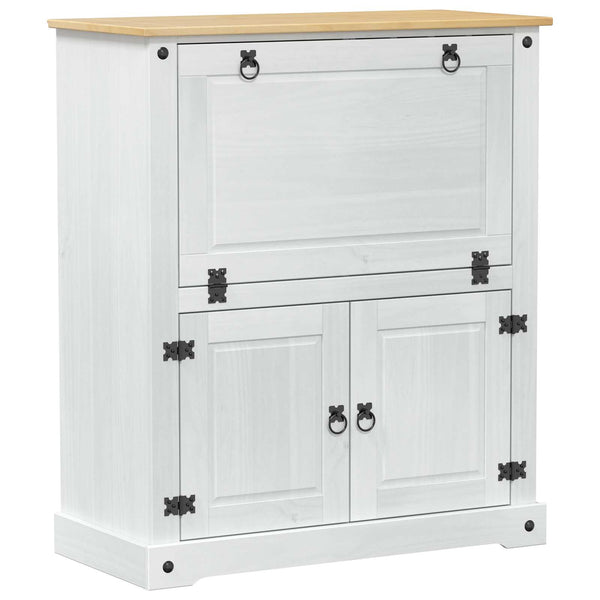 Weißer Weinschrank aus Kiefernholz, 97x45x114 cm