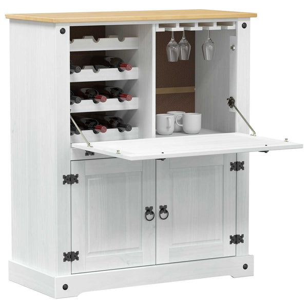 Weißer Weinschrank aus Kiefernholz, 97x45x114 cm