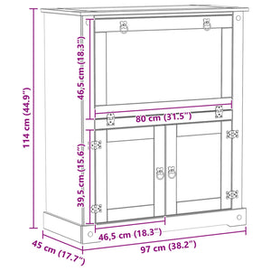 Weißer Weinschrank aus Kiefernholz, 97x45x114 cm